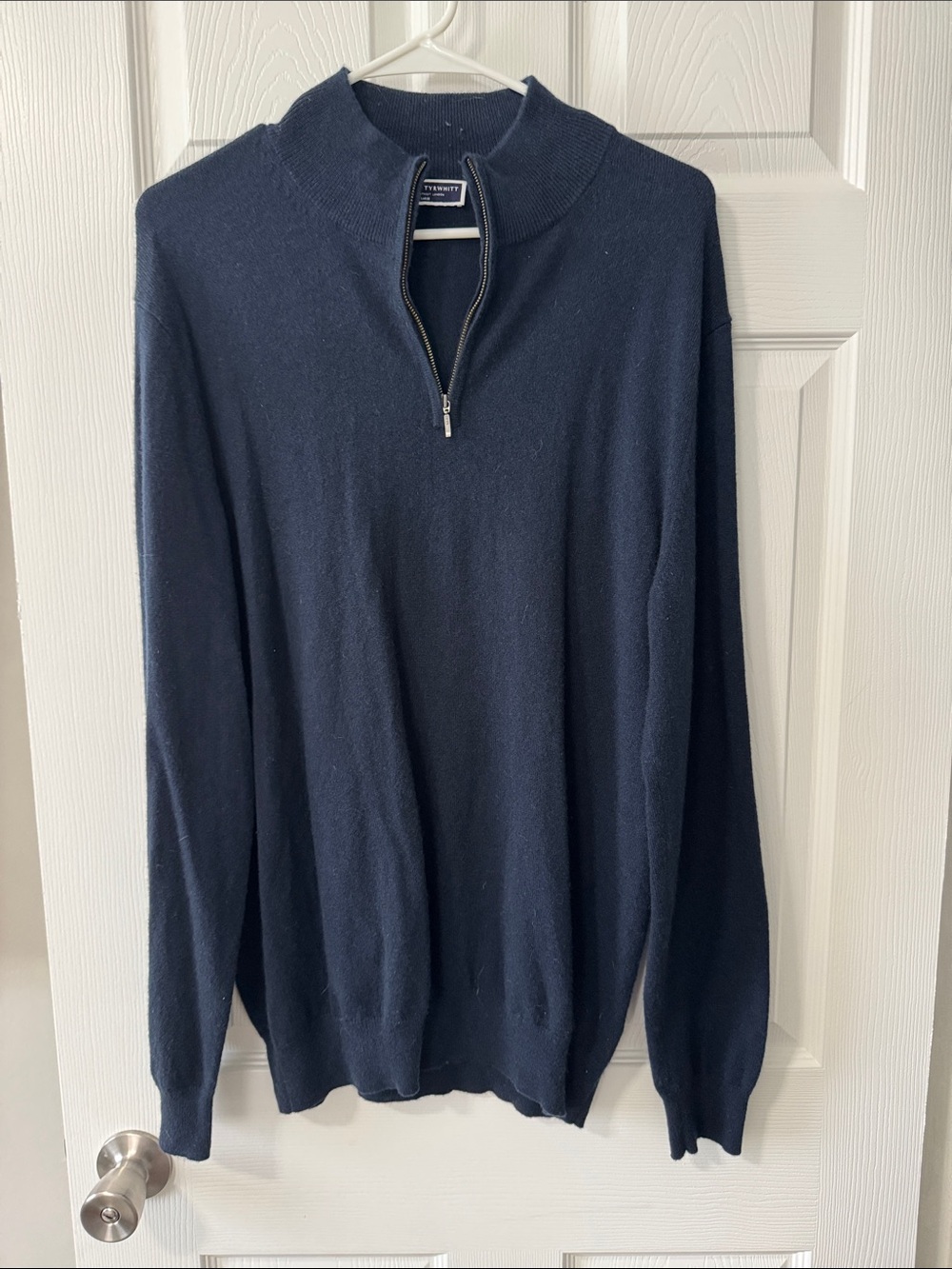 Charles Tyrwhitt Cashmere Navy Half-Zip Sweater